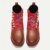 baratos sapatos Jacquard-Homens Botas Caminhada Pele PU Tecido Jacquard Confortável Antiderrapante Respirável Botas / Botins Com Cadarço Castanho avermelhado Outono Inverno