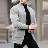 preiswerte Herren Strickjacke-Herren Pullover Kleid Pullover Strickjacke Strickpullover Gerippt Stricken Normale Oberteile Gestrickt Gerippt Einfach Kragenlos Mode Schals Lässig Alltagskleidung Bekleidung Herbst Winter Wei