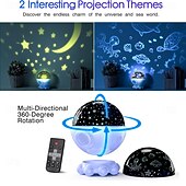 abordables Lumières de Noël-Projecteur de lumière nocturne océanique, lumières de Noël, décoration de chambre pieuvre, jouets pour enfants, rotation à 360°, océan et étoiles &amp;Projection lunaire, 17 modes d&#039;éclairage, 9