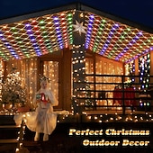 お買い得  クリスマスのあかり-1.5m 3M 6メートル ストリングライト クリスマスストリングライト 96/192/672 LED EL 温白色 クールホワイト マルチカラー LEDネットメッシュストリングライト ハロウィーン ソーラー駆動 ホリデー 24 V