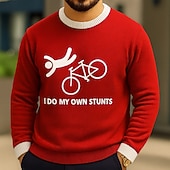 preiswerte Bedruckte Pullover für Herren-Herren lustiger I Do My Own Stunts 3D Cartoon Pullover Pullover Strickwaren Rundhalsausschnitt lässig Urlaub Zuhause Straße 3D Druck Stricken Grafik Langarm Frühling Herbst Winter Schwarz Rot Blau