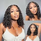 economico Parrucche lace front capelli veri-Parrucche glueless da indossare e usare, parrucche ricce pre-pizzicate in capelli umani, parrucche frontali in pizzo per principianti, parrucche glueless pre-tagliate in pizzo 4x4 senza colla per