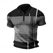 abordables Polo classique pour homme-Homme Polo gaufré Tee Shirt Golf Casual Rendez-vous Revers Manches courtes Mode Plaid / Rayé / Chevron Imprimer Eté Dry-Fit Jaune Rose Claire Rouge Bleu Violet Claire Orange Polo gaufré