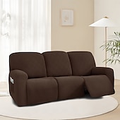 baratos Cobertura de Sofa-Sofá reclinável de 3 lugares com design de malha 5x5 - sofá de estar para três pessoas com encosto baixo e estilo moderno