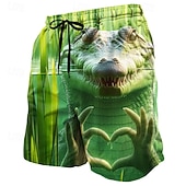  Per uomo Animale Coccodrillo A cuore Costumi da bagno Pantaloncini da mare Pantaloncini da Surf Misura del girovita medio Divertente All'aperto Vacanza Abbigliamento Quotidiano Tasche Laterali fodera