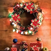 Недорогие Венки, Гирлянды и Декорации-20 искусственных рождественских цветов пуансеттии с двухслойной розовой окантовкой, 5,9 дюйма, сверкающие рождественские цветочные украшения для венков, рождественской елки, свадеб и праздничного