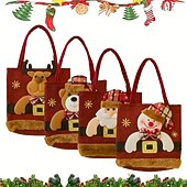 levne Dárkové balení-Sada 4 vánočních dárkových tašek pro panenky, mini plyšové sáčky s motivem Santa Clause a sněhuláka a sobů, sáčky na vánoční dárky