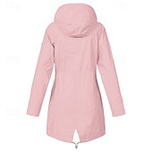 abordables veste active-Femmes Trench Chaud Confortable Fermeture éclair Avec Poches Mode Extérieur Uni Sortir Week-end Fermeture éclair Régulier À capuche Coupe régulière manche longue Vêtements d&#039;extérieur Jaune Rose