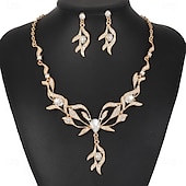 abordables Parures de Bijoux-un parure de bijoux de mariée 1 ensemble Zircon Strass Alliage 1 Collier Boucles d&#039;oreilles Femmes Mode Personnalisé Luxe Mignon Géométrique Forme de Feuille Fleur irrégulier Parure de Bijoux Pour