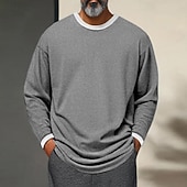 economico magliette di base-Per uomo Maglietta Camicia a Maniche Lunghe Manica Lunga Girocollo Primavera Autunno Semplice Moda Designer Essenziale Splice Vacanza Streetwear Uscire Nero Grigio Maglietta Top per Uomo