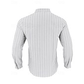 economico Camicie di lino-Per uomo Camicia Camicia di lino Camicia casual Camicia con Bottoni Camicia di cotone A righe Vacanza Camicia hawaiana Nero Bianco Blu reale Cachi Manica Lunga Colletto alla coreana Primavera Autunno