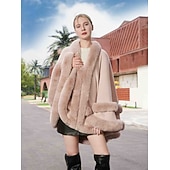 billige Pelssjal-Pelssjal Plus Size Curve Hold Varm Ermeløs Flaggermusermer Polyester Bryllup Wrap Med Ren Farge Til Spesiell Leilighet Høst vinter