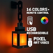 baratos Luzes decorativas-Lanterna noturna - Luz noturna LED de parede de 16 cores com interruptor de toque &amp;Lâmpada noturna recarregável com controle remoto, luminária de mesa montável, luminária de mesa para cosplay,