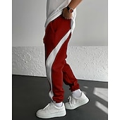 levne Tepláky-Pánské Tepláky Běžec Kalhoty Šňůrky Kapsy Elastický pas Barevné bloky Pohodlné Outdoorové sporty Denní Módní Na běžné nošení Černočervená Bílá  / modrá Lehce elastické