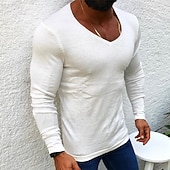 זול סוודר סוודר לגברים-בגדי ריקוד גברים סוודר סוודר סוודר סרוג מצולע לִסְרוֹג חולצות רגילות סרוג אחיד צווארון V אופנתי בסיסי חופשה לבוש יומיומי ביגוד סתיו חורף שחור לבן S M L