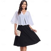 economico Scialle del Capo-scialli e mantelle trasparenti per feste serali formali, mantelle in chiffon con scollo a V per donne, scialle per invitati a matrimoni