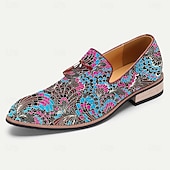 levne Jacquard boty-Pánské Nokasíny Střapcové mokasíny Chůze PU kůže Žakárová látka Pohodlné Protiskluzové Prodyšné Povaleč modrá / černá Léto Jaro Podzim