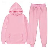 economico Tute basic-Per uomo Felpa con cappuccio Tuta da Ginnastica Tuta da Allenamento Felpa con cappuccio in pile Nero Rosa Rosso Blu Viola Con Cappuccio Semplice Tasca 2 Pezzi Sport &amp; Outdoor Quotidiano Ferie