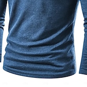 preiswerte Geripptes Strick-T-Shirt-Herren T Shirt Geripptes Strick-T-Shirt Langarm Henley Ganzjahres Einfarbig Traditionell / Vintage Lässig Tasche Outdoor Heim Sport &amp; Outdoor Marineblau Blau Braun Top T-Shirt für Herren