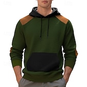 abordables sudaderas basicas hombre-Hombre Sudadera Sudadera con capucha y diseño de gofres Sudadera Con Capucha Negro Verde Ejército Caqui Gris Con Capucha Plano Retazos Bloque de Color Deporte Casual Diario Ropa de calle Fresco Ropa