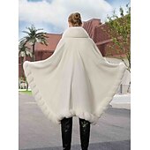 billige Pelssjal-Pelssjal Elegant Hold Varm Ermeløs Flaggermusermer Polyester Bryllup Wrap Med Ren Farge Til Spesiell Leilighet Høst vinter