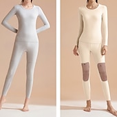 baratos Conjuntos e Macacões-Mulheres Clima frio de cima para baixo Camada de base superior e inferior Conjunto de Roupa Térmica Grossa Conjuntos Inverno Arroz Branco Preto Esportivo Corrida Ioga Quente Manga Longa Esporte