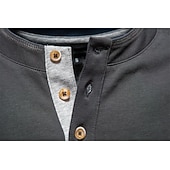 abordables T-shirts et débardeurs élites pour hommes-Homme Chemise en coton manche longue Couleur Pleine Frais Quotidien Occasionnel Boutons Henley École Entraînement Extérieur Toutes saisons Gris foncé Blanche Bleu T-shirt Henley