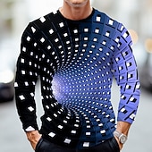 billige 3D T-skjorter-Herre 3D Print 3D T skjorte Langermet T skjorte 3D-utskrift Crew-hals Skjorte Mote overdrevet Gate Daglig Svart Blå Grønn Sommer Vår Høst Klær S M L XL XXL XXXL