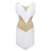 cheap Competition Dress-Latin Dance Dress Rhinestone Tassel Women's Performance Training Sleeveless Salsa Rumba Dancewear Costumes
