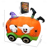 abordables Halloween al Aire Libre-1 unidad de 1,7 m x 1,5 m de payaso fantasma de Halloween LED con luz de calabaza, modelo inflable de aire para interiores y exteriores, patio, jardín, césped, fiesta, festival de Halloween, luz