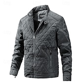 billiga Herrdunjackor och -parkas-Herr Vinterkappa Quiltad jacka Anorak Ficka Polyester Semester Dagliga kläder Datum Normal Mode Ledigt Bekväm Håller värmen Vinter Enfärgad / vanlig färg Svart Kaki Armégrön Mörkblå Pufferjacka