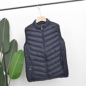 preiswerte Herren Steppweste-Herren Steppweste Weste Gilet Urlaub Täglich Date Mode Lässig Winter Tasche Polyester Warm Bequem Einfarbig Reisverschluss Stehkragen Normale Passform Schwarz Marineblau Grau Weste