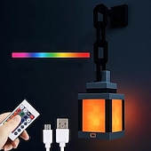 baratos Luzes decorativas-Lanterna noturna - Luz noturna LED de parede de 16 cores com interruptor de toque &amp;Lâmpada noturna recarregável com controle remoto, luminária de mesa montável, luminária de mesa para cosplay,