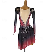 voordelige Schaatsjurken-Kunstschaatsjurk Dames Voor meisjes Schaatsen Jurken Zwart / rood Lapwerk Open achterkant Netstof Spandex Hoge Elasticiteit Opleiding Oefenen Professioneel Kunstschaatskleding Klassiek Kristal
