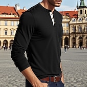 levne Pánská trička pro volný čas-Pánské Tričko Tričko Henley Trička Tričko Top Dlouhý rukáv Henley Jaro Podzim Bez vzoru Módní Designové Základní Kapsy Dovolená ulice Jdeme ven Fialová Top tričko pro muže