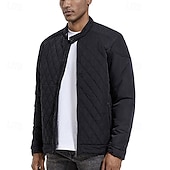 economico Piumini e parka da uomo-Per uomo Cappotto Invernale Giacca trapuntata Parka Tasca Poliestere Vacanza Abbigliamento quotidiano Data Regolare Moda Casual Confortevole Calore Termico Inverno Colore Solido / Tinta Unita Nero