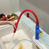 abordables Robinets de cuisine-Robinet de cuisine - Poignée unique à un trou Électroplaqué / Finitions peintes Extractible / Rétractable / Bec Standard / Arc haut / haut Ensemble central Moderne Contemporain Kitchen Taps