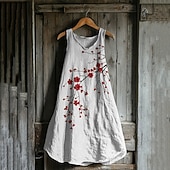 ieftine Rochii Boho-Pentru femei Rochii Midi Rochie casual Rochie de vară Modă Modern Zilnic Plajă Sfârșit de săptămână Fit regulat Floare Fără manșon În V Galben Roșu-aprins Albastru piscină Maro Vară Primăvară