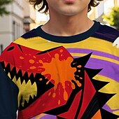 billiga Pojkes Halloween kostymer-Halloween Pojkar 3D Dinosaurie T-shirt Långärmad Vår Höst Mode Grundläggande Barn 4-12 år Rund hals Utomhus Ledigt Dagligen Normal