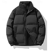 levne Pánské kabáty a parky-Pánské Zimní kabát Puffer bunda Polstrovaná bunda Kapsy Polyester Dovolená Denní nošení Rande Standardní Módní Na běžné nošení Pohodlné Zahřívací Podzim zima Plná / Jednobarevná Černá Růžov