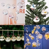 olcso Díszek-10/20 db átlátszó karácsonyi dísz, tölthető, függő golyók, átlátszó műanyag, tölthető karácsonyi golyók, barkácsolás &amp;ünnepi dekoráció fára, otthonra, partira, esküvőre