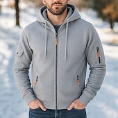 abordables Sudadera Táctica-Hombre Sudadera Sudadera con capucha y cremallera completa Sudadera táctica con capucha Azul Marino Caqui Gris Oscuro Gris Con Capucha Plano Cerrar Cremallera Bolsillo Deporte Diario Festivos no