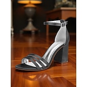 baratos cocktail-sandálias femininas de salto bloco de cetim roxo com tira no tornozelo - sapatos sociais elegantes e abertos para coquetéis e ocasiões formais