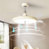 abordables Ventilateurs de plafond lumineux-Ventilateur de plafond avec lumières 106 cm LED à intensité variable 3 couleurs 6 vitesses minuterie pales réversibles avec télécommande, ventilateur de plafond domestique lustre, ventilateur de