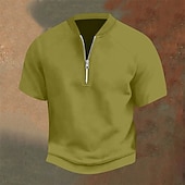 abordables Polo classique pour homme-Homme Polo Polo quart de zip Tenue quotidienne Date Zip quart Manche Courte Mode Basique Uni Fermeture éclair Été Coupe régulière Jaune clair Noir Jaune bleu marine Violet Orange Polo