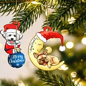 olcso Díszek-10 db-os karácsonyi fa kutyadíszek, aranyos színes nyomtatott kiskutya függődekorációk, ünnepi karácsonyfa függőcímkék otthonra, kirakatba és ünnepi parti dekorációhoz