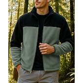 economico Fleece &amp; Giacche 3 in 1-Per uomo Giacca da escursionismo Giacca in Pile Inverno All&#039;aperto Patchwork Calore Termico Top Verde Grigio