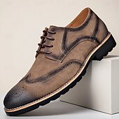 abordables Officiel-Chaussures derby brogue marron pour homme – Chaussures habillées à lacets vintage pour le travail, le quotidien et les tenues décontractées élégantes