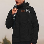 baratos jaquetas e casacos gráficos masculinos-Homens Blusão Capa de chuva Casaco Shell Prova-de-Água Leve Casual Esportes Acampar e Caminhar Bordado Bolsos laterais Zip Frente Outono Inverno Com Capuz Manga Longa Preto Verde Caqui
