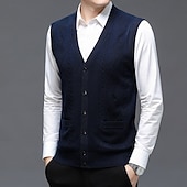 preiswerte Herren Strickjacke-Herren Pullover Kleid Pullover Strickjacke Strickpullover Gerippt Stricken Normale Oberteile Gestrickt Gerippt Einfach V Ausschnitt Mode Schals Geschäft Lässig Bekleidung Frühling Herbst Marineblau
